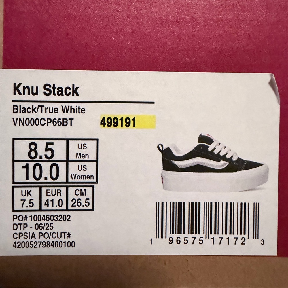 Vans Knu Stack Classic Black and White Platform Sneakers - Picture 5 of 5
